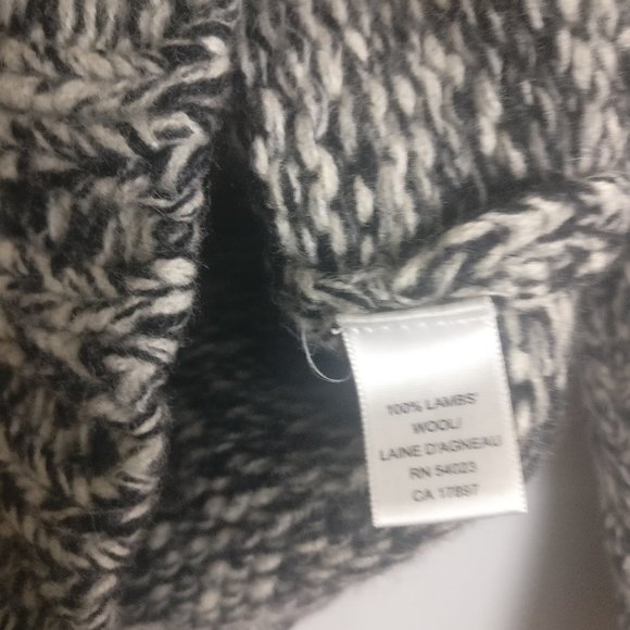 Wool Sweater, 100% Lambswool Chunky Knit, Turtleneck Longneck Sweater, Dark Coal - Picture 4 of 6